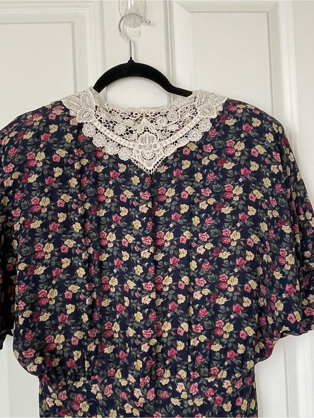 VTG Westminster Lace Floral Cottagecore Prairie Dress Lace Collar Sz 12 Granny - Picture 5 of 13